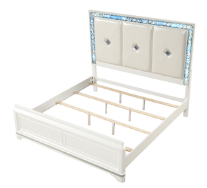 Luxury 5-Piece Queen Bedroom Set with Wood Construction Adjustable Height Dresser Storage Contemporary Design White Finish - Product Image 4