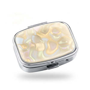 Rounded Rectangle Metal Pill Box Acetate Acrylic <b>Top</b> Plate Push Button Compartment Silver Gold <b>Rose</b> Gold Plated Medicine Case - Product Image 1