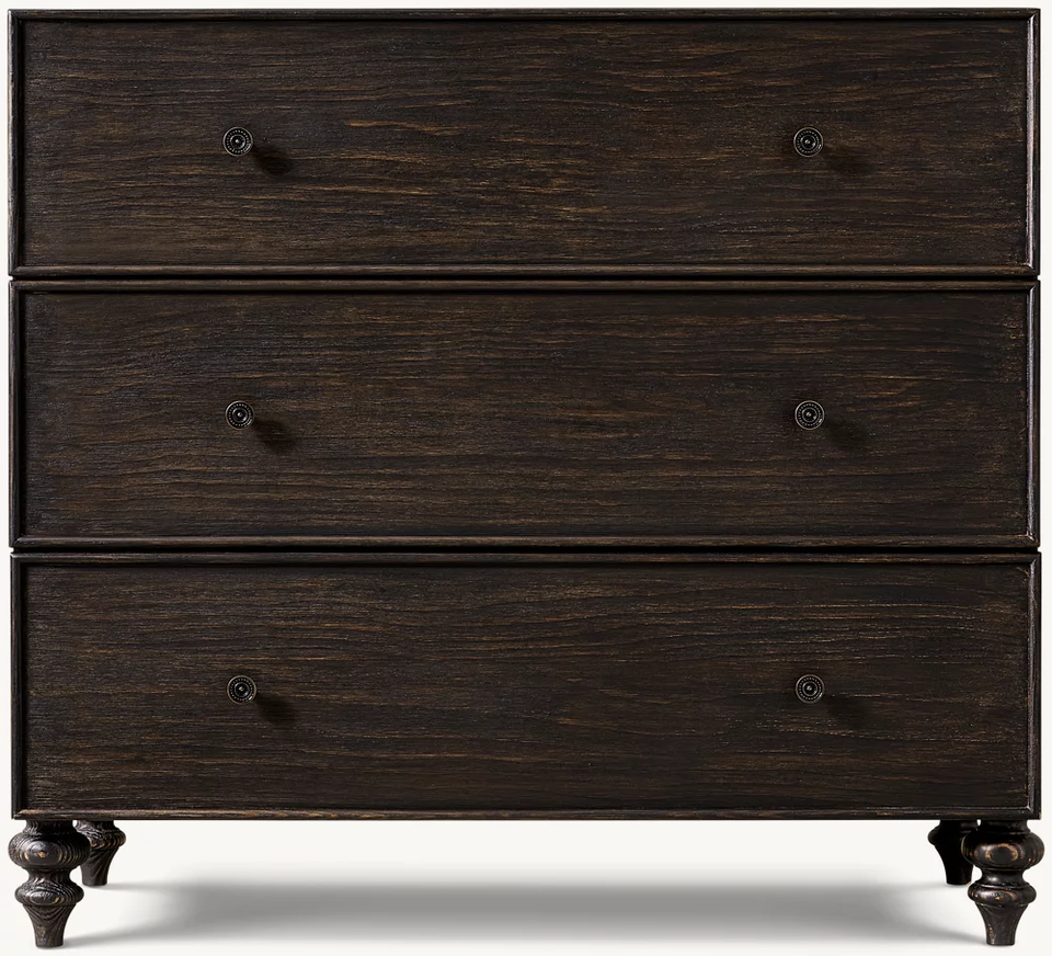 American Vintage 3-Drawer Chest of Drawers Solid Oak Wood Bleached ...