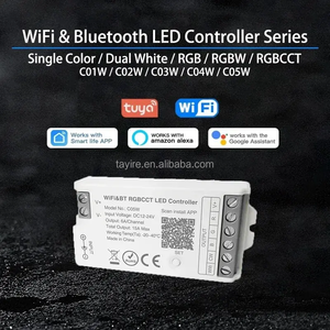 Controlador <span class=keywords><strong>LED</strong></span> Tuya <span class=keywords><strong>WiFi</strong></span> BT 12-24V C01W C02W C03W C04W C05W Alexa Google Home Compatible RGB/RGBW CCT tira <span class=keywords><strong>LED</strong></span> atenuador inteligente - Product Image 2