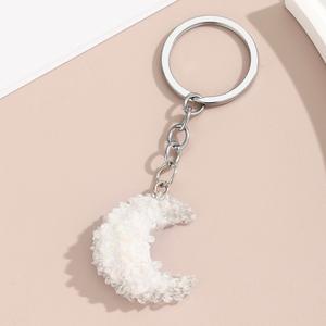 Portachiavi Luna Luminoso, Charm per Borsa con Fiore in Resina Luminosa, Anello Portachiavi con Sfumature Colorate Notte Stellata per Regalo di Natale - Product Image 6