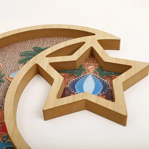 Plato de cerámica elegante y moderno, bandeja de madera gruesa, decoración de Mesa para el hogar para Ramadán, vajilla de fiesta, decoraciones inspiradas en Instagram - Product Image 2