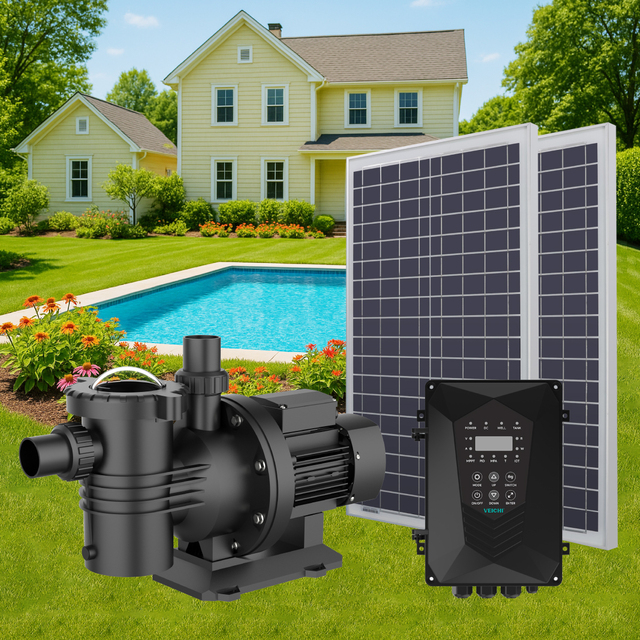 VEICHI ACDC Solar Pumps for Swimming Pools 1200W 27M³/H Solar Swimming Pool Pump System With Filter