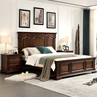 Lit en bois massif de style américain, lit double vintage, lit moderne queen-size, cadre de lit king-size, lit d'hôtel, ensemble de meubles de chambre à coucher