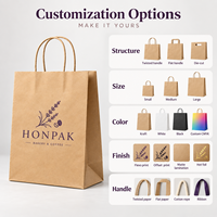 Sac shopping en papier personnalisé de luxe HONPAK avec logo, poignées torsadées, emballage de boutique, sac cadeau pour marque de mode