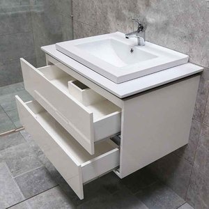 خزانة حمام مخصصة مع حوض غسيل وسطح رخامي صلب - Product Image 3