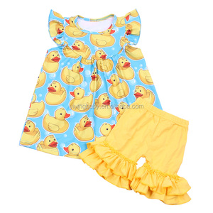 Set di abbigliamento per bambini <span class=keywords><strong>boutique</strong></span> all'ingrosso 2 pezzi con maniche estive da ragazza con perla e pantaloni corti con stampa personalizzata set per bambini - Product Image 5