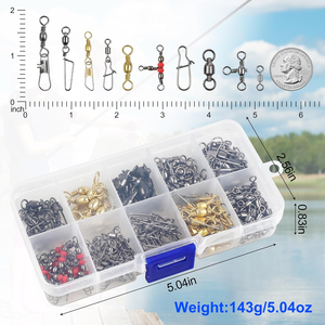 Kit de 175 Émerillons de <span class=keywords><strong>Pêche</strong></span> <span class=keywords><strong>à</strong></span> Roulement <span class=keywords><strong>à</strong></span> Billes, Émerillons <span class=keywords><strong>à</strong></span> Trois Voies, Accessoires de Connecteurs de Ligne de <span class=keywords><strong>Pêche</strong></span>, Boîte <span class=keywords><strong>à</strong></span> <span class=keywords><strong>Pêche</strong></span> - Product Image 5