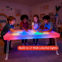 Table de sable portable et pliable avec éclairage LED pour les tout-petits, jeu en plein air avec lumières RGB activées par le toucher