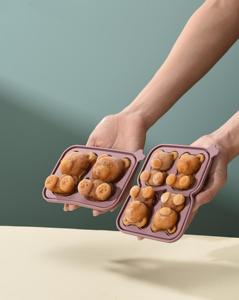 Molde de cubitos de hielo de oso de silicona reutilizable respetuoso con el medio ambiente al por mayor, formas 3D flexibles duraderas con tapa de fácil liberación, congelador, uso de alimentos - Product Image 3