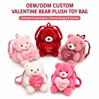 Sac à dos en peluche personnalisé en forme de cœur d'ours pour la Saint-Valentin, sac à dos doux personnalisé, cadeau de vacances, OEM ODM