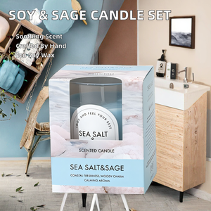 Bougie <span class=keywords><strong>de</strong></span> cire <span class=keywords><strong>de</strong></span> soja colorée sauge <span class=keywords><strong>de</strong></span> <span class=keywords><strong>sel</strong></span> <span class=keywords><strong>de</strong></span> mer infusée pour la relaxation mieux dormir à la main sans fumée pour les vacances <span class=keywords><strong>de</strong></span> Thanksgiving pour les bars - Product Image 6