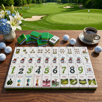 Jeu de tuiles de mahjong de luxe moderne, design sur le thème du parcours de golf, en acrylique, résistant à l'eau, portable, cadeau social, OEM/ODM acceptés