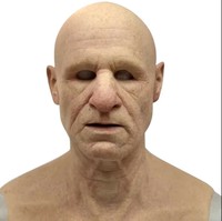 Masque réaliste de vieil homme en similicuir, tête chauve, en silicone super doux, couvre-tête complet, pour jeux, cosplay d'horreur, costume de fête d'Halloween