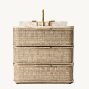 Ensembles de salle de bain de luxe, meubles-lavabos de style américain en chêne massif, lavabo simple en rotin - Product Image 2