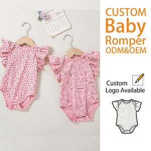 <span class=keywords><strong>Body</strong></span> de Verano para Bebés Unisex al por Mayor, Manga Corta, Estampado de Lunares/Animales, Manga con Volantes, Tela Suave de Algodón, Mono, ODM - Product Image 1