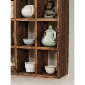 <b>Wall</b> <b>Mounted</b> Solid Wood Display <b>Shelf</b> Irregular Shape Tea Set Storage Rack For Teacup Teapot Organization - Product Image 3