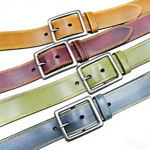 Belt Manufacturer Wholesale Retro Distressed Colorful Genuine Cowhide Leather Men's Belt <b>Tie</b>-dye Brush-Off Vintage Leather Belt - Product Image 2