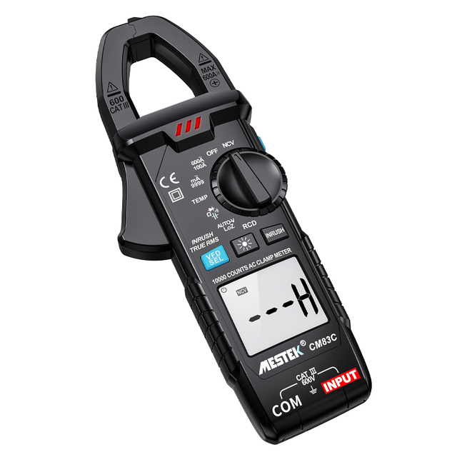 MESTEK 600A AC/DC Voltage Ohm Current Tester Current Clamp Pincers with a Detectable Temperature Probe Electrical Meter