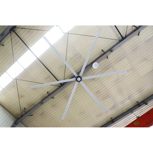 พัดลมเพดานอุตสาหกรรม HVLS สีขาวมินิมอล ใบพัดอลูมิเนียม 6 ใบ เงียบพิเศษ ประหยัดพลังงาน ดีไซน์เรขาคณิต - Product Image 4