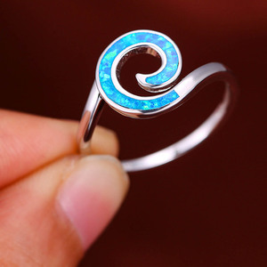 Đẹp 925 Sterling Silver Bạc Sóng Opal Vòng Đại Dương Bãi Biển Phòng Thí Nghiệm Tạo Ra Màu Xanh Opal.Handmade Đồ Trang Sức - Product Image 1