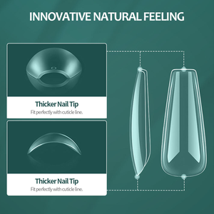 Nailpop 600 pièces Capsules d'ongles en acrylique professionnelles longues PRO Faux ongles Couverture complète Motif cercueil Conseils pour ongles en gel à faire tremper - Product Image 3