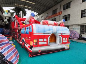 Camion de pompiers maison gonflable <span class=keywords><strong>construction</strong></span> de camion gonflable jeu de parcours d'obstacles gonflable toboggan de videur de maison de saut en plein air - Product Image 3