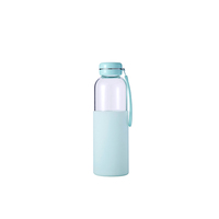 Bouteille d'eau en verre borosilicate haute résistance de 550 ml avec couvercle en silicone Macarons, colorée, anti-fissures, sans BPA, étanche, directe