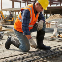Bottes de sécurité anti-écrasement à embout d'acier OEM, semelle intermédiaire en acier anti-perforation, bottes de travail industrielles imperméables en néoprène