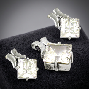 Ensemble de boucles d'oreilles pendantes en cristal taille princesse Art Palace, monture griffe en argent 925, bijoux unisexes classiques, géométriques, tendance, pour tous les jours - Product Image 2