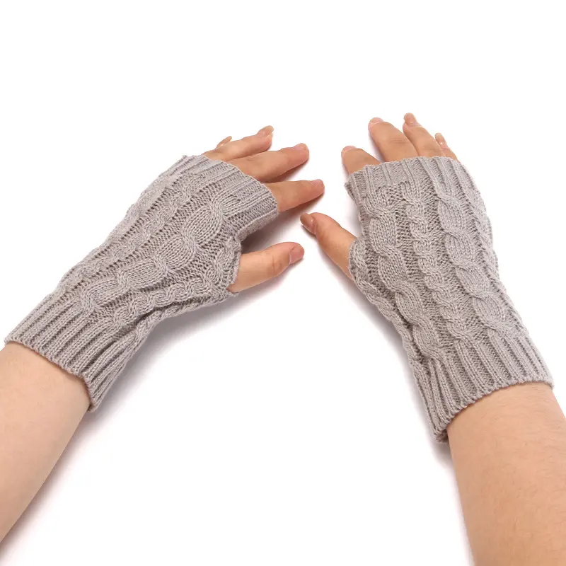 Acrylique tricot mitaines mitaines gants d'hiver pour les femmes intérieur extérieur bureau travail robe chaude