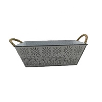 Panier de rangement rectangulaire en fer avec poignées en corde, plateau décoratif flocon de neige renne pour la décoration de table de Noël à la maison