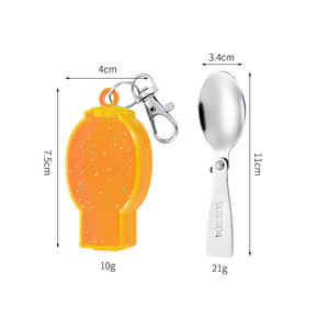 Accessoires scolaires pour enfants : Porte-clés cuillère-fourchette pliable à rivets, étui pailleté, durable, compatible lave-vaisselle, portable pour fête, cuillère-fourchette à salade - Product Image 6