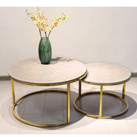 Meubles de maison rustiques noir blanc nidification petite table basse moderne ronde de luxe en marbre nordique pour salon