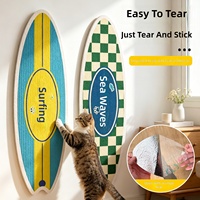 Autocollant mural anti-griffures pour chat en feutre style américain, motif planches de surf et vagues de mer, auto-adhésif, ne laisse aucun résidu, anti-rayures