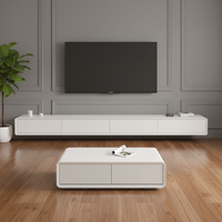 Meuble TV moderne en bois massif, design mid-century, réglable, pour salon, chambre, appartement, rangement, compatible avec les téléviseurs de 60 à 64 pouces