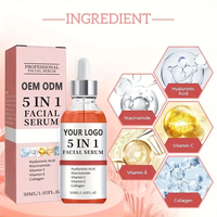 Beauté Soin de la Peau 5 en 1 Blanchiment Anti-âge Vitamine C Niacinamide Acide Hyaluronique Collagène Vitamine E Sérum pour le Visage de Marque Privée