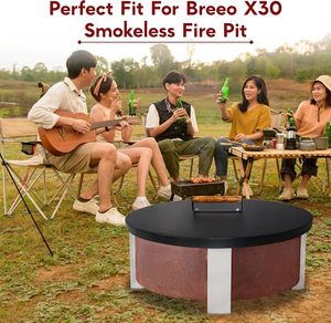 Lửa Pit Bìa Vòng 38 "-Chống gỉ 1.5mm bột bọc thép carbon firepit snuffer nắp với 2 Ergonomic tay cầm bằng gỗ - Product Image 6
