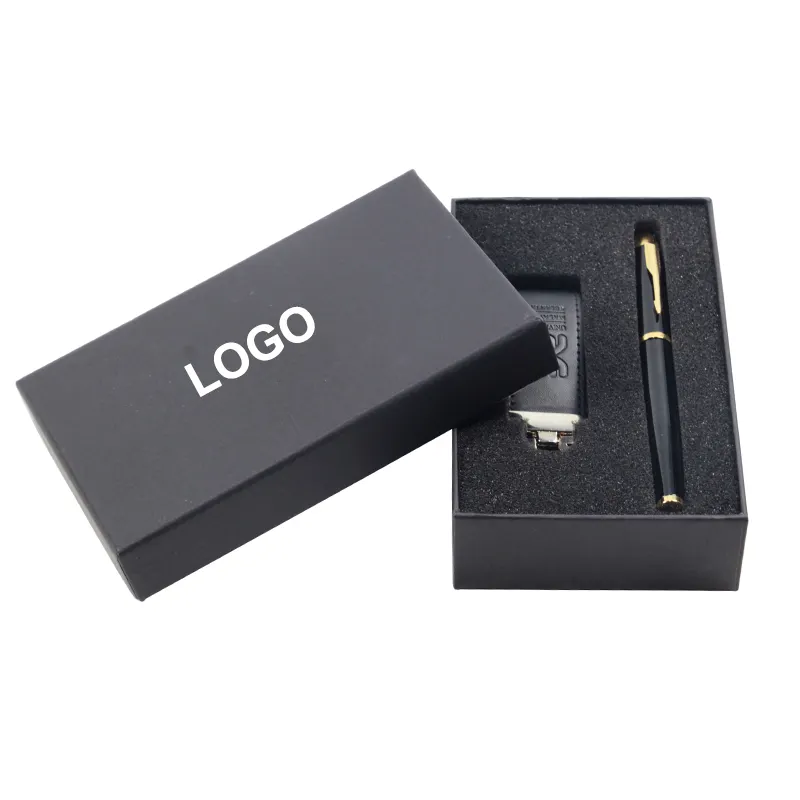 Tapa con logotipo personalizado y Base de cartón, caja de regalo para embalaje de bolígrafo con inserto de espuma