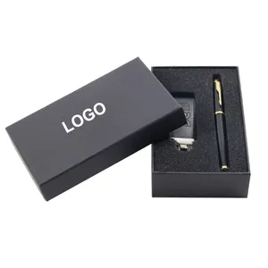 Tapa con logotipo personalizado y Base de cartón, caja de regalo para embalaje de bolígrafo con inserto de espuma