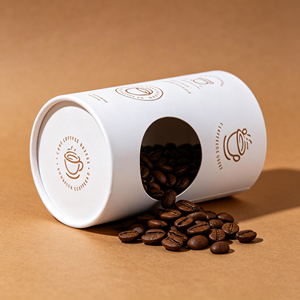 Boîte en carton cylindrique avec logo personnalisé, fenêtre transparente, tube en papier recyclable, emballage pour grains de café - Product Image 3