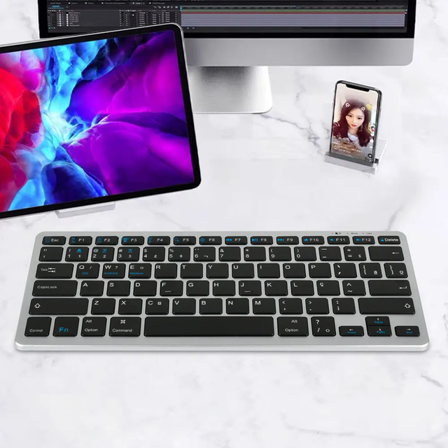 Custom Factory High Quality Laptop Aluminum Thin Small Size Wireless Computer Silent Office Bt Cordless Keyboard for Mac