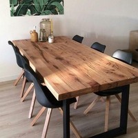 Table de salle à manger en bois massif de noyer, de qualité supérieure, moderne, avec bordure naturelle, pour la maison et les restaurants