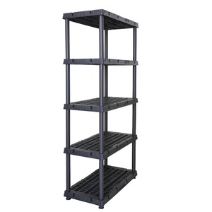 5-Layer Black Heavy Duty Plastic <strong>Storage</strong> Shelves Interlocking Design Modular Shelving <strong>Units</strong> <strong>for</strong> Garage <strong>Kitchen</strong> Home - Product Image 6