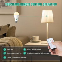 Ampoule LED à 3 températures de couleur, blanc chaud, neutre, blanc froid, lampe sans fil alimentée par batterie, à intensité variable, rechargeable par USB, E27