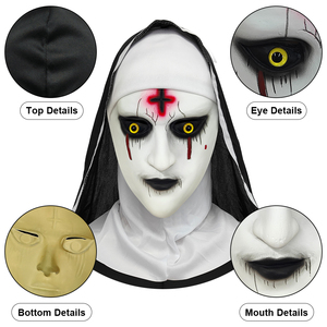 Masque intégral en latex de nonne effrayante pour adulte, costume de fête d'Halloween, masque d'horreur pour maison hantée - Product Image 5