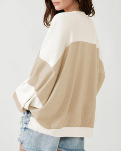 Felpa Oversize Multicolore Patchwork Personalizzata <span class=keywords><strong>per</strong></span> <span class=keywords><strong>Donna</strong></span>, Moda Casual a Maniche Lunghe con Blocchi di Colore - Product Image 5