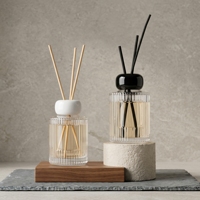 Bouteille d'aromathérapie sans flamme en verre rayé de haute qualité, étiquette personnalisée, 120 ml, diffuseur à bâtonnets 28 mm, bouteilles d'arôme vides en stock avec bouchon