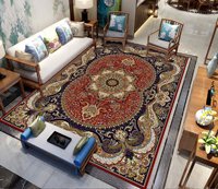 Tapis de salon en polyester à motifs floraux bohèmes, fabriqués à la machine, épaisseur 6 mm, avec support en PVC, design moderne, doux, antidérapant, adaptés aux animaux domestiques