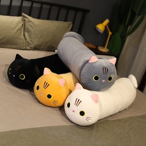 10 pouces dessin animé chat en peluche animal mignon yeux ronds chat noir oreiller en peluche avec corps long et yeux ronds - Product Image 4